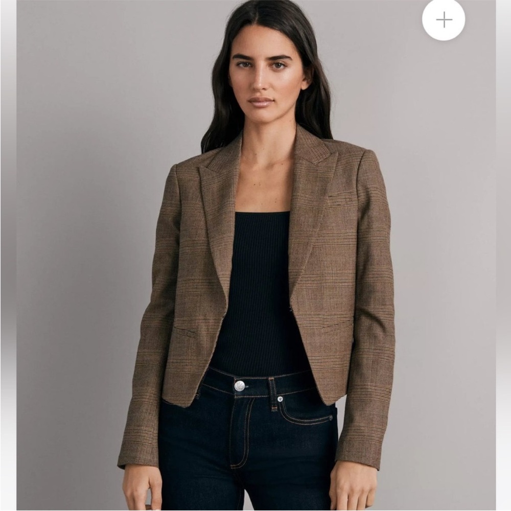 NWT Rag & Bone - Elle Slim Fit wool Blazer in Brown Houndstooth size 10